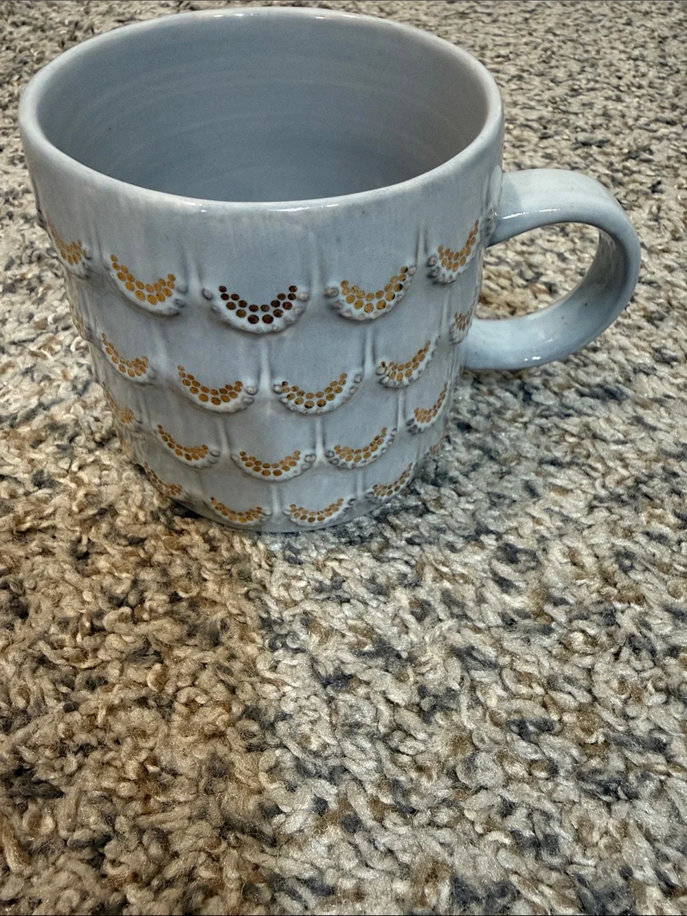 Starbucks 2016 Siren Mermaid Embossed Scales 10 oz. Coffee Mug Cup Gray Gold